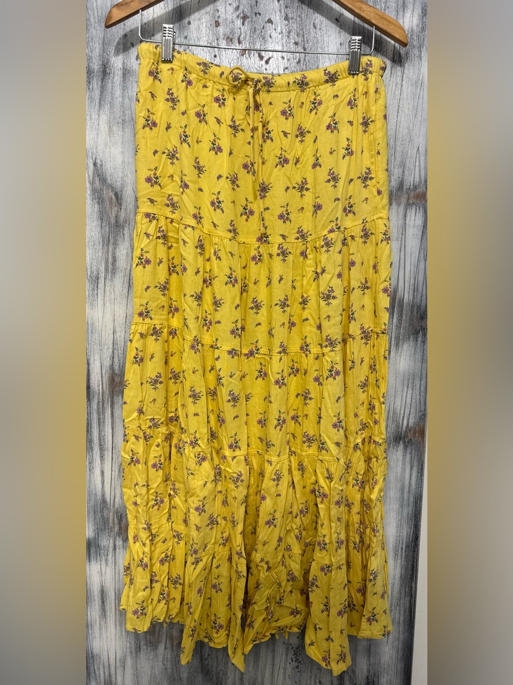 Free People Nova Tiered Maxi Skirt Lemon Combo Size S ~ NWOT - Picture 3 of 15